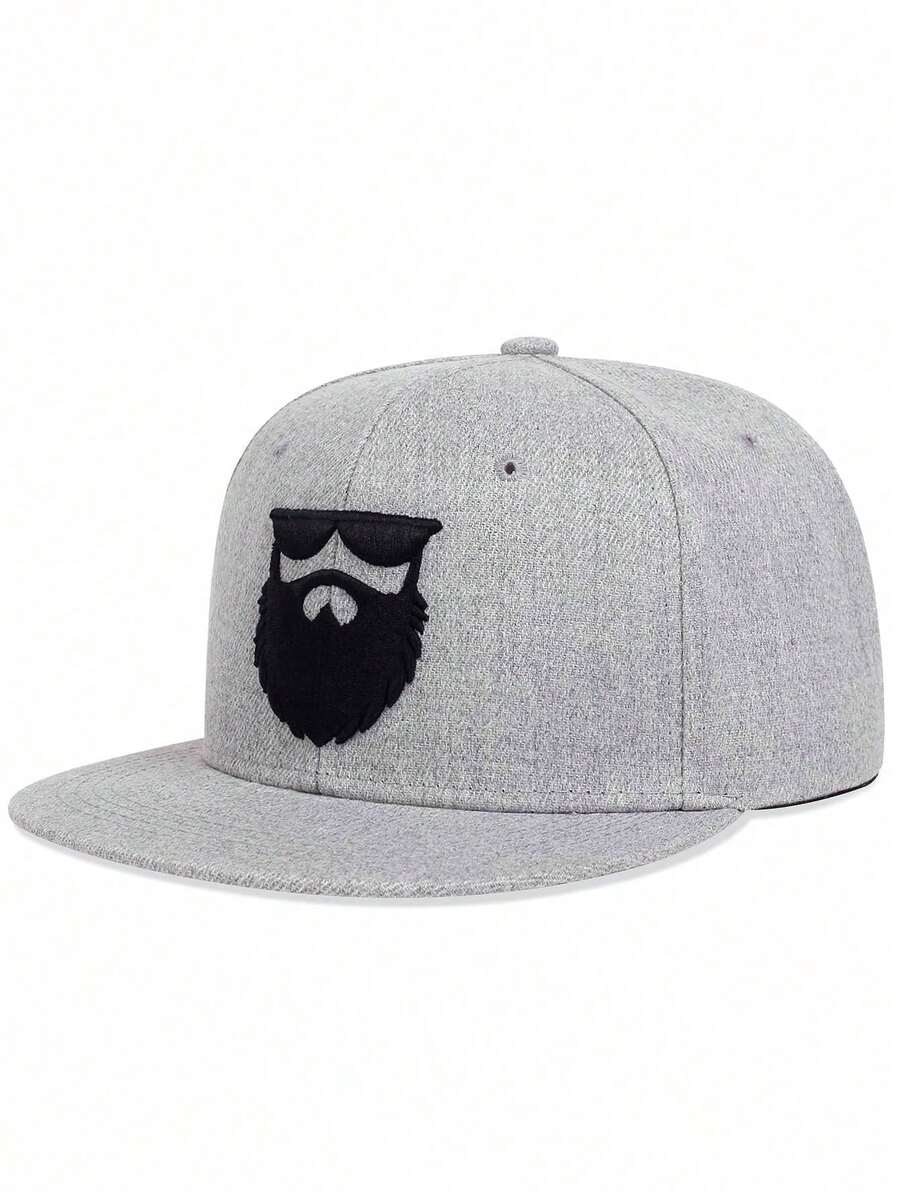1pc Men's Beard Embroidered Adjustable Outdoor Sun Hat, Casual Hip Hop Hat For Spring & Autumn - Grey - View 1