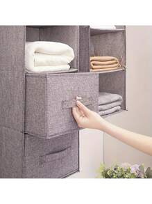 Multi-Layer Fabric Hanging Storage Bag, Non-Woven Cloth Organizer For Underwear, Socks, Accessories, Wall Mounted Wardrobe Space Saver
