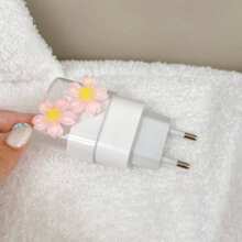 Set de 5 fundas protectoras de cargador de 20W, versión europea, con diseño de flor de cerezo, para proteger tu cable de carga de 13 Pro Max, 11, 12, 13, 14, 15 y 16 Pro Max
