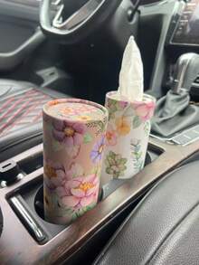汽车纸巾盒，圆形花朵旅行纸巾架，圆柱形纸巾筒，适用于汽车杯架、家庭浴室办公室、春花汽车纸巾、带面巾的圆形汽车纸巾架，适用于婚礼、生日、派对、汽车杯架、旅行者架、圆柱形散装花杯架、面巾纸、旅行补充品、汽车餐巾盒、圆形容器、纸巾盒架、餐巾架、节日家庭聚会、厨房餐桌装饰 - 彩色 - 查看 18