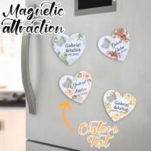 1 PIEZA Texto personalizado, felicitaciones de cumpleaños, aniversarios de bodas y de pareja, regalos de pareja, abrebotellas, pegatina personalizada con forma de corazón y patrones florales y de plantas para el refrigerador, pegatinas para refrigerador, imán de abrebotellas personalizado, regalos para fiestas, bolsas de regalo y pegatinas gratis, imán de abrebotellas de recuerdo de boda, abrebotellas para el refrigerador personalizado, recuerdos de fiesta de boda para invitados, recuerdos de fiesta de bodas, regalos de bodas