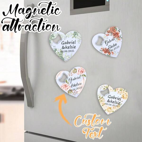 1 pezzo Testo personalizzato, Auguri per il compleanno, Anniversario di matrimonio e coppia, Regali per coppie, Apribottiglie, Magnete refrigeratore personalizzato a forma di cuore con motivi floreali e vegetali, Adesivi per frigorifero, Magnete apribottiglie personalizzato, Regali per feste, Borse regalo e adesivi gratuiti, Bomboniera matrimonio Magnete apribottiglie, Apribottiglie frigorifero personalizzato, Bomboniera per matrimonio per gli invitati, Bomboniera per il matrimonio, Regalo di matrimonio