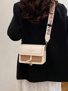 Túi xách nữ thời trang, túi đeo chéo đa năng kiểu dáng mới, phong cách thường ngày, thiết kế phối màu, túi vuông nhỏ gọn, dây đeo rộng, phù hợp cho các bữa tiệc, hẹn hò, đi học, hoạt động ngoài trời và là một món quà tuyệt vời. - trắng - Xem 7