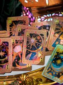54pcs Decoration Materials Paper Magical Notebook Accessory, Celestial Revelation Series, Suitable For Gift, Office, Home, Marking, Labeling, Classroom, Entertainment Toys, Student Notebook Creative Retro Scrapbooking Decorative Stickers, School Supplies,Back To School