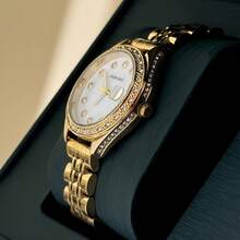 DAYAND NIGHT 2025 年新款时尚品牌女士钢带手表，小巧优雅的女士商务石英表，配有闪亮的钻石装饰，适合派对、宴会或日常佩戴，是情人节、周年纪念日或生日的完美礼物