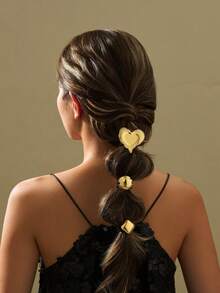 3 件/1 件优雅锌合金水滴不对称几何发圈高弹优质女士发圈简约通勤发圈、发饰、马尾辫、发绳、发圈