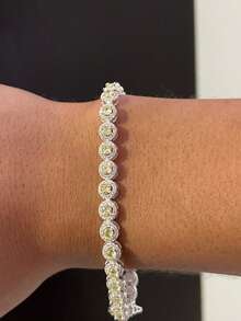 Pulso circular Plata.925 zirconias blanca y amarilla grosor 6mm unisex joyería fina para uso diario al ser Plata.925 no le pasa nada con el sudor ni agua - Balnco y amarillo - Ver 1