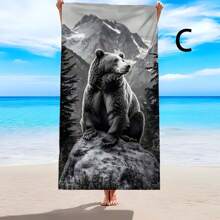 1pc Creative Printed Beach Towel, Soft Comfortable Lightweight Anti-Sand Beach Towel, Super Absorbent Beach Blanket, Suitable For Travel, Swimming, Diving, Surfing, Yoga, Camping, Sunbathing, Beach Accessories, Outdoor Travel Essential Gift