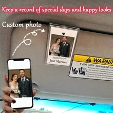 Car Sun Visor Photo Clips, DIY Car Decoration Photo Frame, Couples Gift, Wallet Photo Holder, Family Pet Memorial Photo Frame Clip-On,Automotive,Halloween Edit,Fall Décor