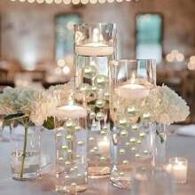 3 buc vaze cilindrice de sticlă pentru decorațiuni de masă centrale, vază de flori de sticlă pentru centre de nuntă, vaze mici pentru flori vaze cu muguri, aranjament floral ghiveci decorativ, lotus verde, floare falsă, imitație de floare, vază de bricolaj