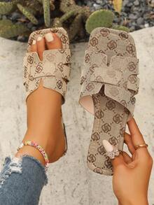 Damskie nowe modne sandały wsuwane z kwadratowym noskiem, uniwersalne paski Fisherman Slides