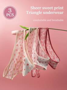 3pcs Set Fruit & Butterfly Print Comfy Minimalist Casual/Sportswear Women Underwear Briefs Bikini, Sexy - Multicolor - View 1