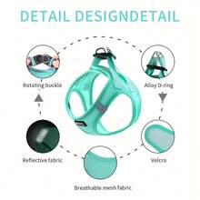 Harness And Leash Set, Suitable Walking, Escape-Proof, Adjustable Soft Vest With Reflective Strips, Suitable Cats, Comfortable Outdoor Vest