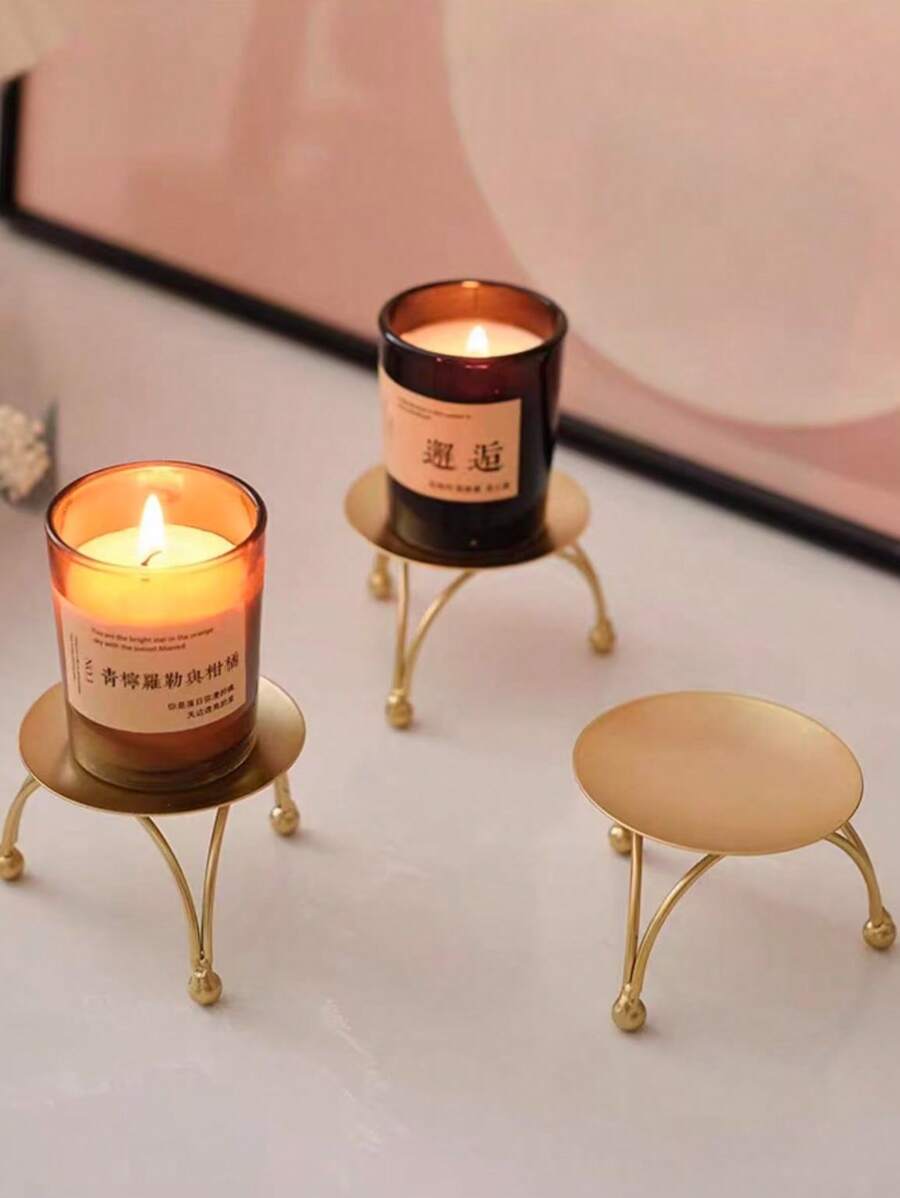 MINI Geometric Round Iron Candlestick Desktop Decoration Ornaments 1Pc Halloween, Spooky, Autumn, Festival, Holiday , Winter, Holiday, Festival,Room Decor,Gifts Birthday Graduation