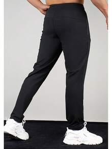 Pantalon casual et d'affaires pour hommes 3/4, avec poches zippées. Mélange de nylon léger, jambe droite, convient pour le golf et les tenues casual, pantalon de sport pour golf - Noir - Voir 4