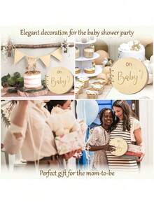 Baby Shower Guest Book, Baby Shower Sign In Guest Book With Watercolor Design, Baby Shower Guest Book Alternatives Girl Boy, Wood Guestbook Keepsake Gift For New Parents - Khaki - View 5