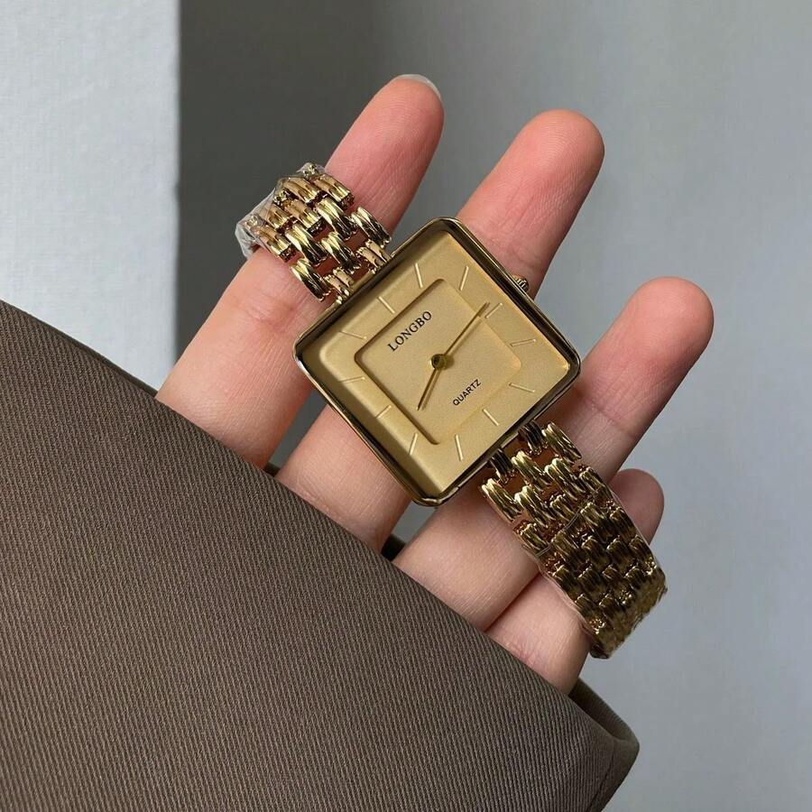 适合女性的奢华小众手表，金属条手表，优雅防水女士手表，适合日常佩戴和特殊场合，适合现代女性的时尚钟表 - 金色 - 查看 1