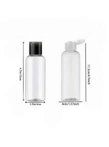 5Pcs 3.4oz Clear Round Shoulder Bottle With Flip Butterfly Lid Travel Bottle Empty Cosmetic Sample Dispenser Container, Travel Bottle, Travelling Containers Small Leak Proof Squeeze Bottles With Black Flip Cap For Toiletries, Shampoo, Lotions, Conditioners, Travel Size Cosmetics, Home Travel, Back To School