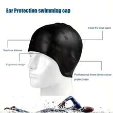 Unisex Waterproof Swimming Cap - High Elasticity, Ear Protection, Long Hair Coverage - Large Silicone Snorkeling Cap, Swimming Pool Floating Accessory, Water Sports Gear - Multicolor - View 7