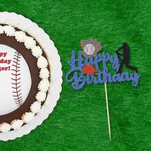 1pc Baseball Theme Cake Topper Sports Happy Birthday Baseball Player Cake Decoration For Baseball Sports Party Theme Decoration Supplies - Multicolor - View 4