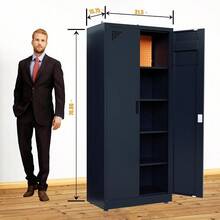 VCGGAIP Werkzeugschrank mit 2 Türen und 4 verstellbaren Regalen Aufbewahrungsschränke Garagenschränke abschliebbar Metallschrank für Büro Zuhause Garage Dunkerau - Dunkelgrau1 - Übersicht 2