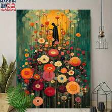 1pc Framed Canvas Wall Art 2D Flat Print Gustav Klimt-Style Painting Of A Garden Full Of Flo Wall Art For Living Room Bedroom Kitchen Decoration, Ready To Hang - khác - Xem 4
