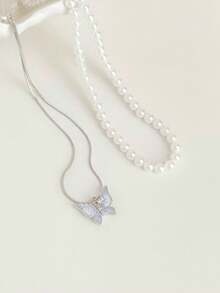 1 件/2 件/6 件套装独特设计优雅不对称蓝水晶蝴蝶和珍珠项链、手链、耳环、戒指首饰套装，送给女朋友/挚友的最佳礼物 - 漸層藍蝴蝶造型 - 查看 10