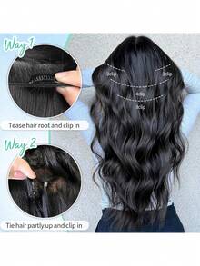 Hair Extensions Burgundy Clip In Synthetic Highlight Hair Extensions Long Wavy 4PCS Thick Hairpieces For Women - Burgundy - View 7