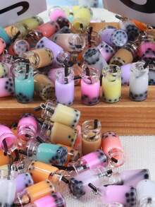 EECLYCJ 10个/20个 3D逼真迷你食物珍珠奶茶杯/果汁杯 DIY玻璃树脂工艺饰品配件，适合女孩/女性，手工耳环、项链、钥匙扣、手机壳、发夹、DIY饰品制作材料 - 彩色 - 查看 2