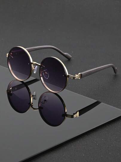 1 Par de Gafas Unisex de Metal Negro Redondo, Estilo Retro Elegante de Moda Punk para Fotografía Callejera, Viajes, Fiestas, Atuendo Diario, Pesca, Campamento, Vacaciones de Verano en la Playa, Actividades al Aire Libre, Viajes