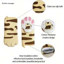 Microwave Long Gloves Cute Cat Paws Oven Insulation Gloves Heat Resistant Non-Slip Single Glove Kitchen Baking Supplies, Holiday& Party Kitchen Utensils And Equipment, Home And Kitchen Must-Haves Friendly For Organization - Multicolor - View 7