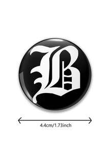 1pc 26 Letters Initial Alphabet Pattern Badge Brooch, Women Lapel Pin, Bag Charm, Clothing Accessory, Funny Gift For Friends, Family, Teachers, Classmates - Black and White - View 24