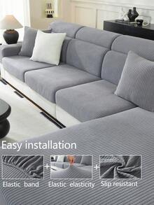 1 Vỏ bọc ghế sofa co giãn mọi mùa, Vỏ bọc đệm ghế sofa chống trượt tối giản hiện đại, vải dày, che phủ toàn bộ, Vỏ bảo vệ ghế sofa chống bụi, chống bẩn, có thể giặt bằng máy, Thích hợp cho phòng ngủ, văn phòng, phòng khách, ghế sofa hình chữ L và ghế 1/2/3/4 chỗ ngồi, Vỏ bảo vệ đồ nội thất bằng vải nhung - Màu xám trăng - Xem 6