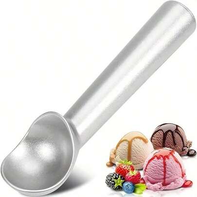 Non-Stick Aluminum Ice Cream Scoop With Freeze-Resistant Handle, Heavy Duty Design, Easy To Clean, Suitable For Ice Cream, Cookie Dough, Smoothies, Almonds (Silver)