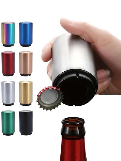 Automatic Beer Bottle Opener,Magnet Beer Opener,Stainless Steel Push Down Opener Wine Beer Soda Cap Opener Kitchen Accessories,Creative Kitchen Tool Magnetic Automatic Press Lid Opener Portable Bar Gadgets,Household Labor-Saving Bottle Lid Opener