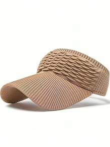 Women's Lightweight Gray Sun Visor Cap - Breathable & Stretchy Polyester, UV Protection, Textured Knit Design With Curved Brim For Running & Outdoor Activities, Hand-Washable, Sun Protection Cap|Textured Knit Cap|Breathable Mesh Visor
