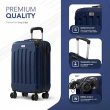 Travel Suitcase Set - Skywander 2-Piece Hard Shell Luggage, 20" & 24" Strong & Lightweight With Secure TSA Lock, Smooth 360° Wheels & Resilient Handle - Airline Approved - Midnight Blue - View 3