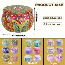 42 Peças/6 Conjuntos Kit de Fabricação de Velas com Potes Estampados, Tampas, Pavios, Adesivos e Suportes - Perfeito para Artesanato DIY, Presentes de Natal e Armazenamento, Suprimentos para Fabricação de Velas