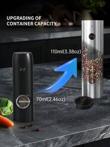 CLITON Rechargeable Electric Salt & Pepper Grinder Set With Auto LED Light - One-Handed Operation, Dual Charging Base & Adjustable Coarseness - Premium Automatic Spice Grinders (1PC 2pcs 2 Packs) - Nhiều màu - Xem 8