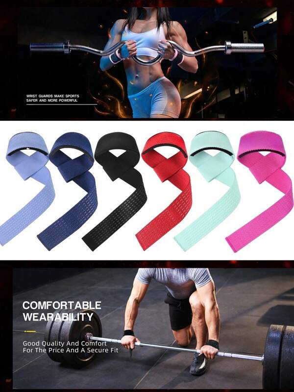 Weightlifting Straps Anti-Slip Silicone Lifting Wrist Straps Strength Training Deadlifts Crossfit Hand Grips Wrist Support Gym Gym Wristbands Accessories