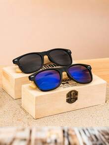 定制雕刻字母标语名称竹腿时尚眼镜，时尚休闲个性化眼镜套装，送给最好的朋友、母亲、女孩、伴娘、新娘的绝佳礼物 - 彩色 - 查看 6