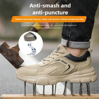 Summer Breatherable Safety Shoes Work Sneakers Steel Toe Men Puncture-Proof Work Boots Indestructible Security Light Weight