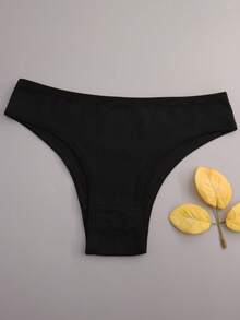 3 件装女士中腰纯色舒适性感高弹力丁字裤