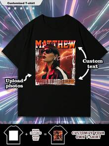 Customized "Cyberpunk" Photo T-Shirt For Men, Customize Your Text And Photo, Personalize With Your Name - Black - View 1
