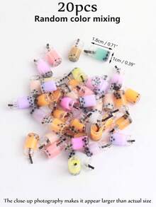 EECLYCJ 10个/20个 3D逼真迷你食物珍珠奶茶杯/果汁杯 DIY玻璃树脂工艺饰品配件，适合女孩/女性，手工耳环、项链、钥匙扣、手机壳、发夹、DIY饰品制作材料 - 彩色 - 查看 14