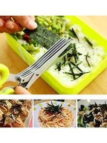 1/2 件多功能不锈钢切菜器、绞肉机、3 层/5 层葱剪、紫菜切碎器、强力多层厨房香草剪刀，非常适合切洋葱、蔬菜和香料 - 彩色 - 查看 3