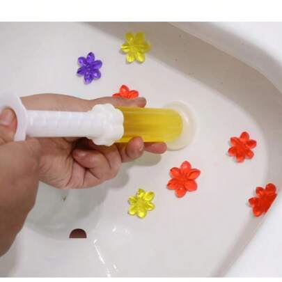 Gel para inodoro con aroma a flores 84/14 - Ambientador, desodorizante efectivo, fragancia duradera para el baño, tazón del inodoro. 6 colores y fragancias. Gel de limpieza para inodoro, gel para inodoro con estampado floral, desodorante para inodoro con fragancia floral (1 pieza tiene 14 flores)