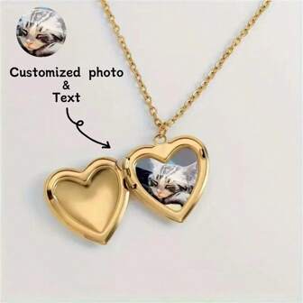 Custom Photo Locket Necklace, Heart Locket Pendant Necklace With Picture Inside, Custom Photo Locket Necklace, Heart Locket Pendant Necklace With Picture Inside, A Girlfriend Gift, Valentine's Day, A Boyfriend/Husband Gift, An Anniversary, A Dad/Mom Holiday Gift, Father's Day, Mother's Day, Christmas, Happy Birthday, A Good Friend, A Graduation Gift