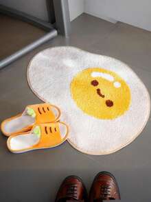 Plush Bathroom Mat In Egg Shape Cartoon Design - Soft, Non-Slip, Absorbent Polyester Material, Machine Washable - Multicolor - View 3