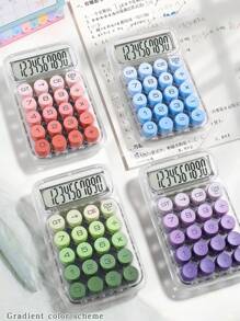 1pc Gradient Dopamine Calculation Mechanical Keyboard Round Shape, 10 Digit Large Display Suitable For Finance, Accounting, Students, Office Use, Ins Style, High-End Color, High Cost Performance (Random Shipment Of New And Old Versions)Need To Prepare Two Pcs AAA Battery 1.5v,School Supplies,Back To School